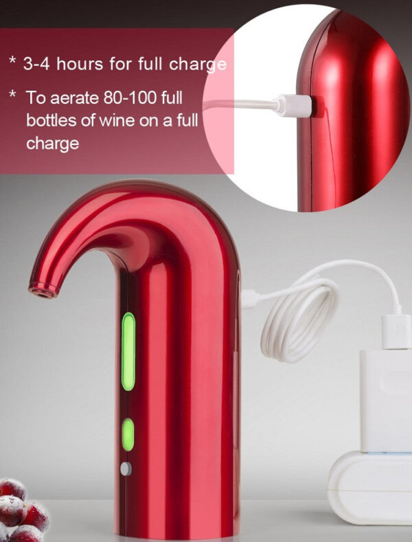 Decantador de Vino Eléctrico, Aireador de Vino Automático y Portátil, Recargable por USB, Incluye Tubo de silicona, Filtro y Botón ON/OFF - TotalVinum
